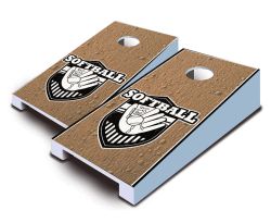 "Softball Badges" Tabletop Cornhole Set